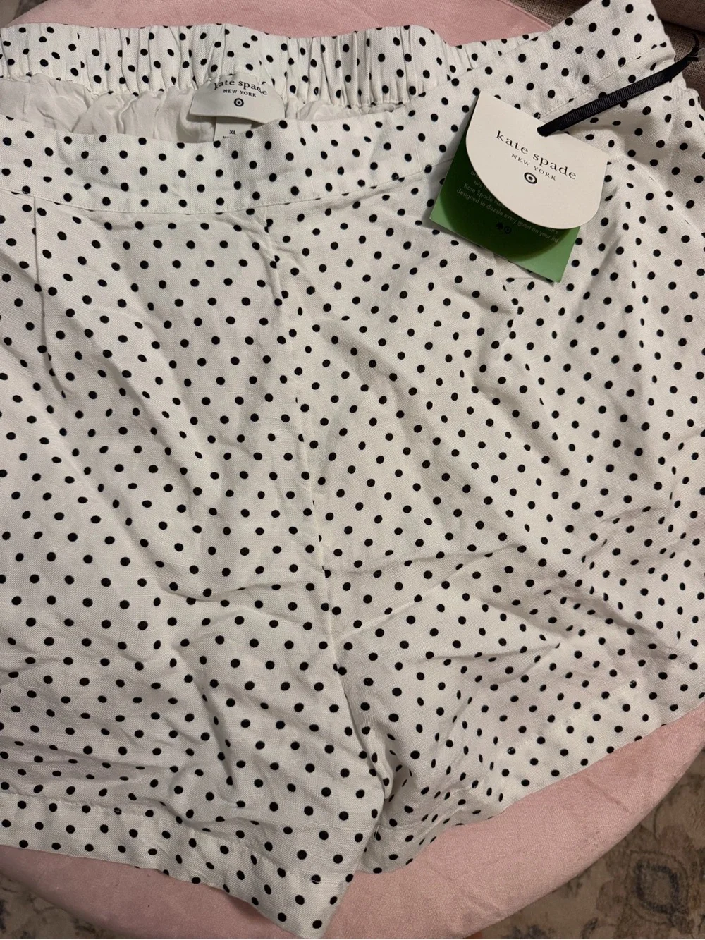 kate spade White and Navy Polka Dot Midi Shorts